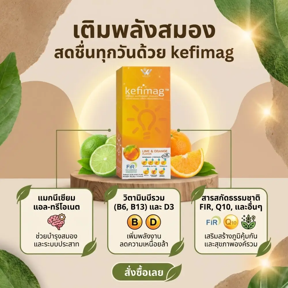 Kefimag magnesium l threonate magtein นอนไม่หลับ บำรุงสมอง อาหารเสริมแมกนีเซียม 28