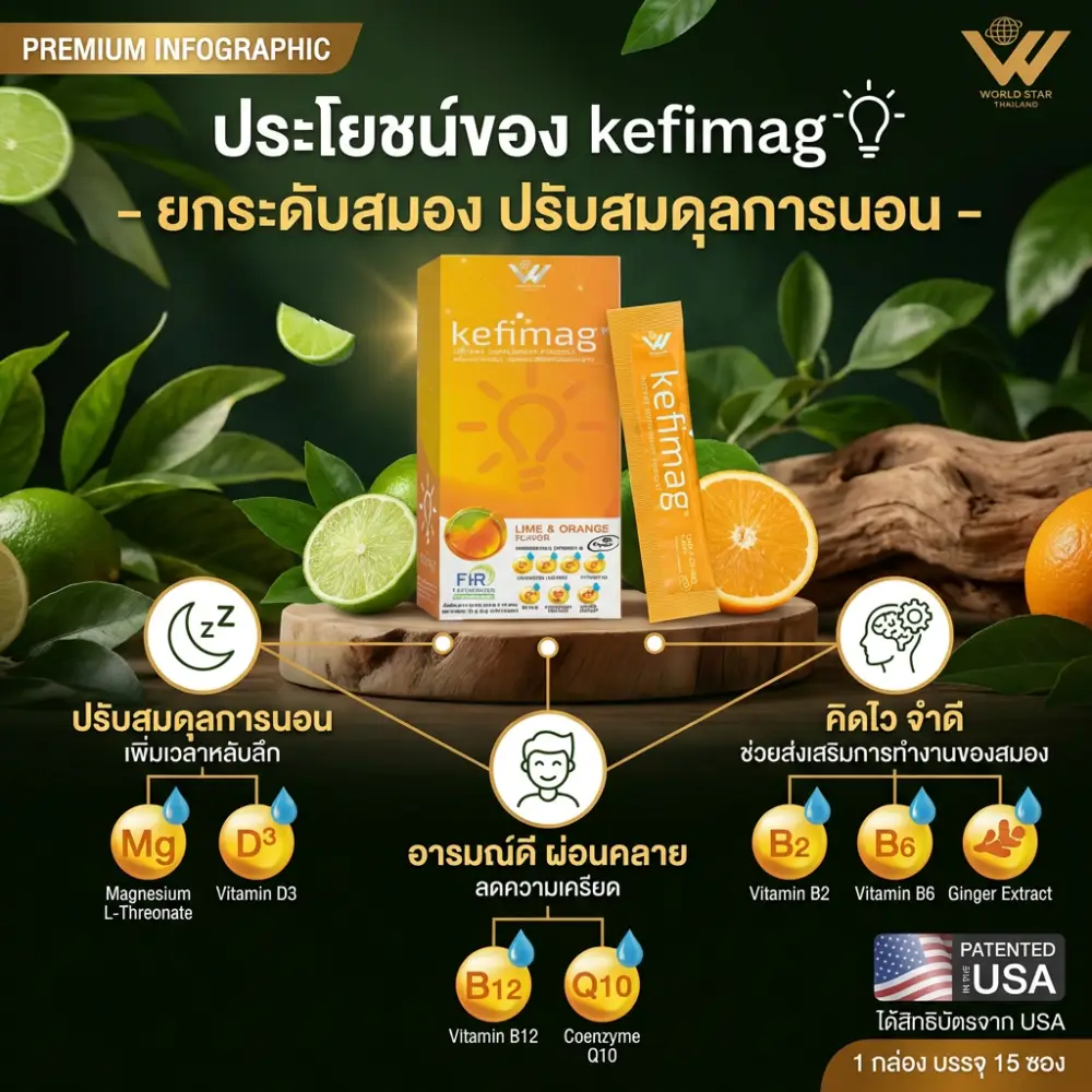 Kefimag magnesium l threonate magtein นอนไม่หลับ บำรุงสมอง อาหารเสริมแมกนีเซียม 33