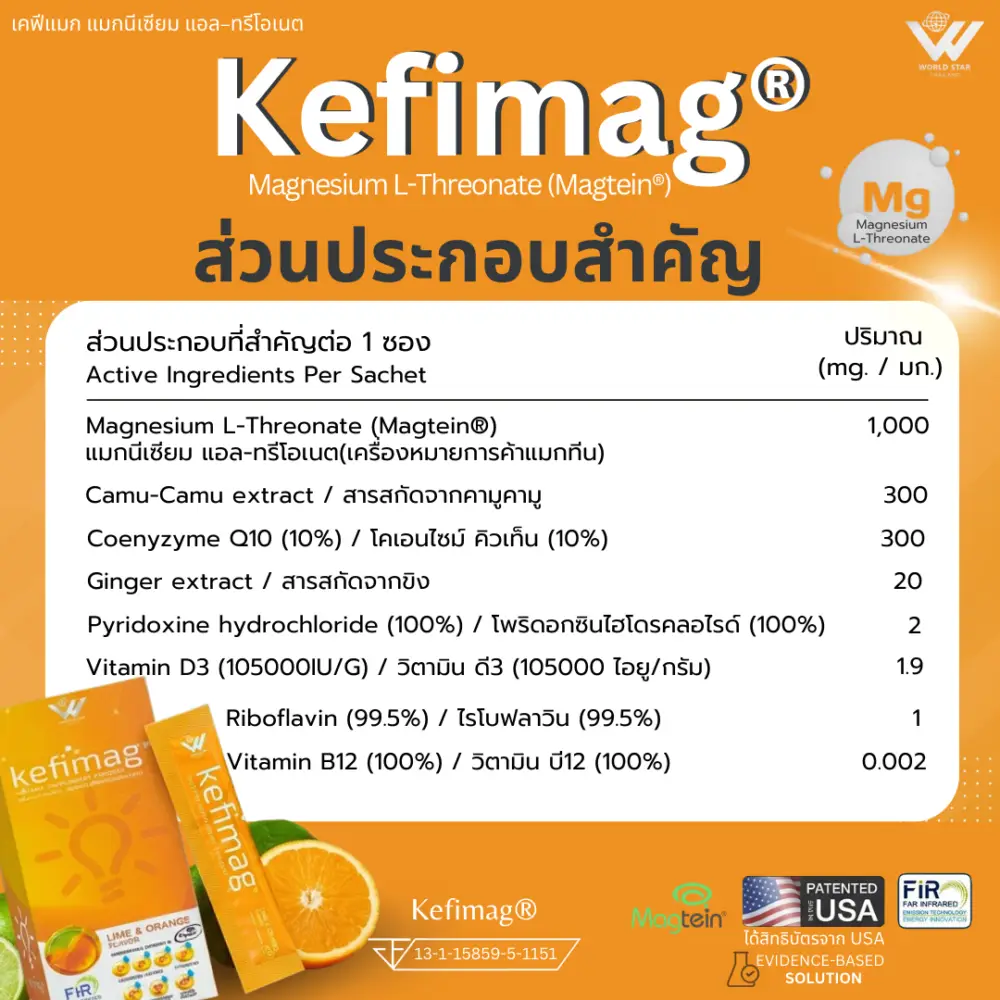 Kefimag เคฟีแมก magnesium l threonate