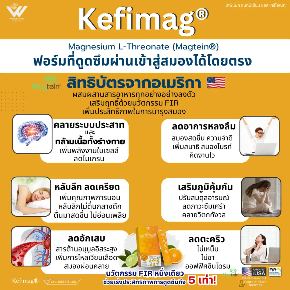 Kefimag เคฟีแมก แมกนีเซียมบำรุงสมอง ลดไมเกรน